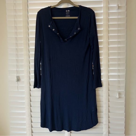 Kindred Bravely Nightgown Betsy Ribbed Bamboo Maternity Nursing Navy Blue Large - Picture 5 of 10